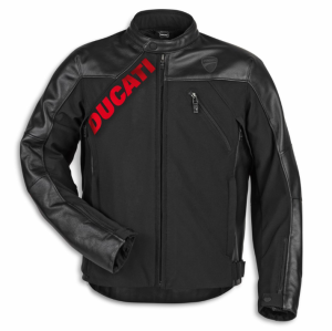 Ducati Logo C1 Black Leather-Fabric Jacket by Spidi 9810898XX