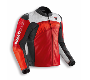 Ducati Corse C7 Perforated Leather Jacket by Dainese in Red/White/Black 9810930XX