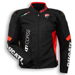 Ducati Corse C6 Leather Jacket by Dainese in Black/Black/Red 9810746XX