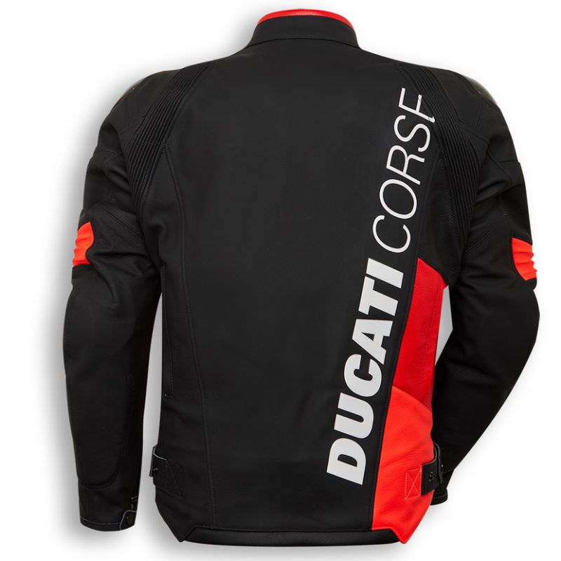 Ducati Corse C6 Leather Jacket by Dainese in Black/Black/Red - AMS