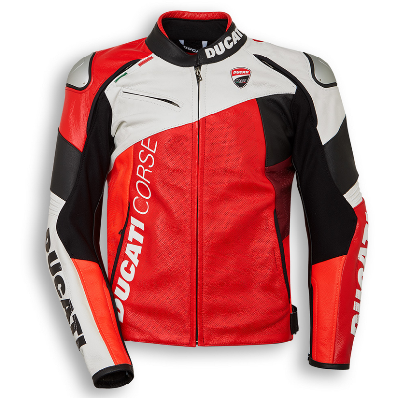 Ducati Corse C6 Leather Jacket by Dainese in Red/White/Black-Ducati ...