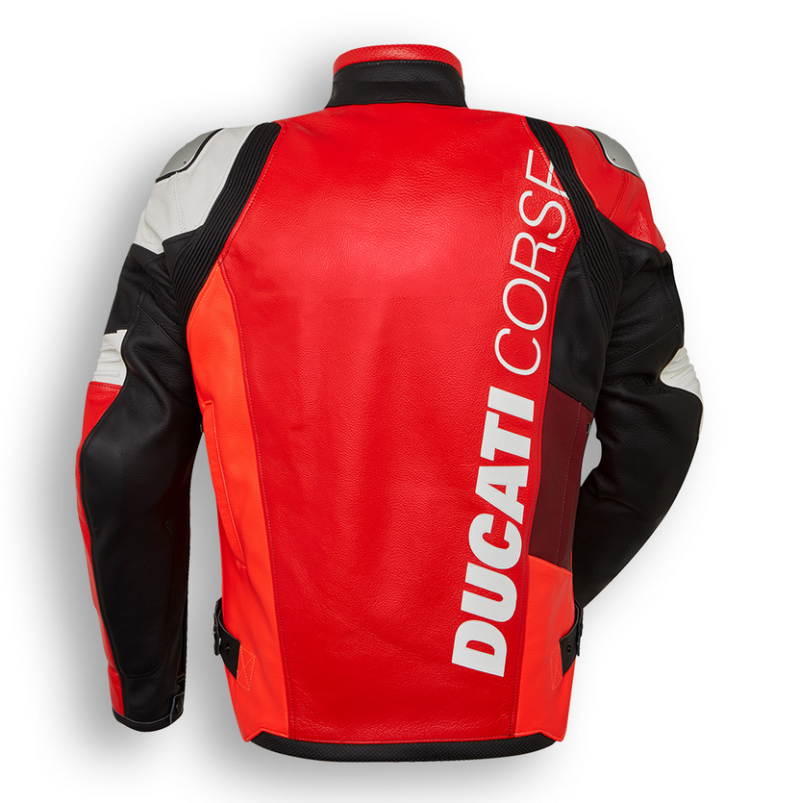Ducati Corse C6 Leather Jacket by Dainese in Red/White/Black