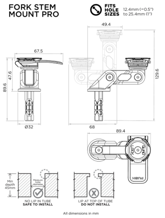 Quad Lock® Motorcycle Fork Stem Mount QLM-FSM - AMS Ducati
